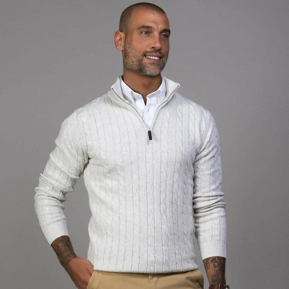 Collars & Co. NWT Kensington Cable Knit Quarter Zip Sweater - Size Small